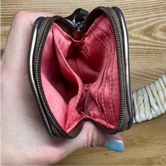 Coach Brown Signature Canvas Phone Case Mini Wristlet with Pink Red Blue Green C - Picture 9 of 15